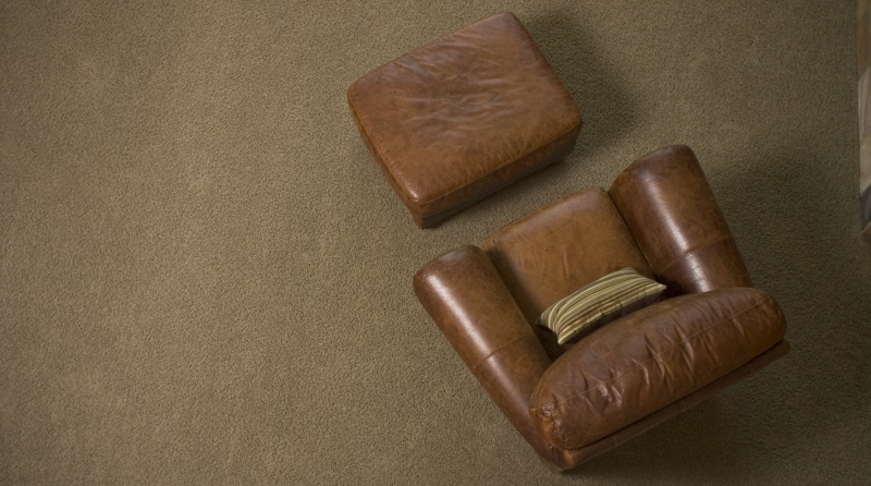 leather chair on brown carpet