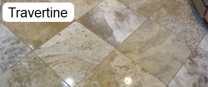 Sample of a travertine floor that has been cleaned.